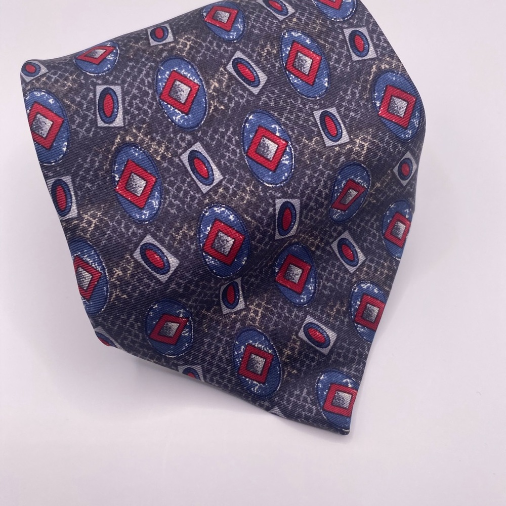 Hasting & Smith Geometric Blue and Red Tie